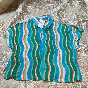 Mango Multicolor Striped Button Down Shirt